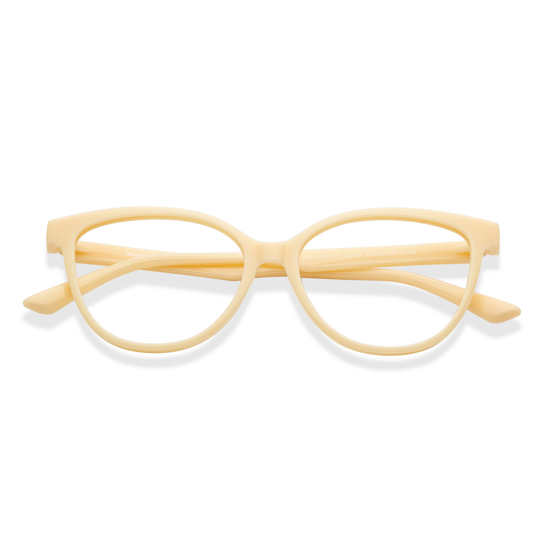 Lenskart BLU Screen Glasses Blue Block Zero Power Screen Glasses : Cream White Full Rim Cat Eye Lenskart BLU LB E14452-C5 left side