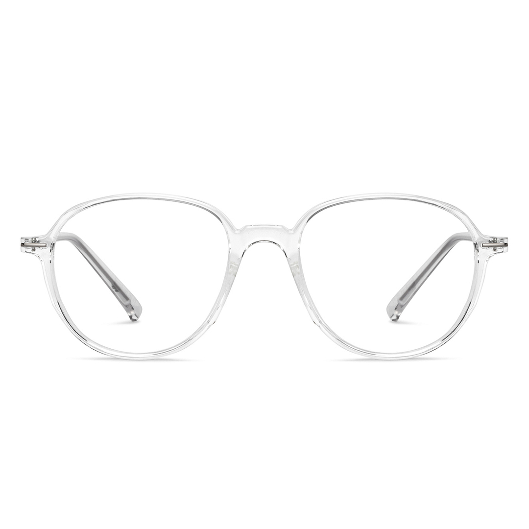 Lenskart BLU Screen Glasses Blue Block Zero Power Screen Glasses : Transparent Silver Full Rim Round Lenskart BLU LB E14792-C1 left side