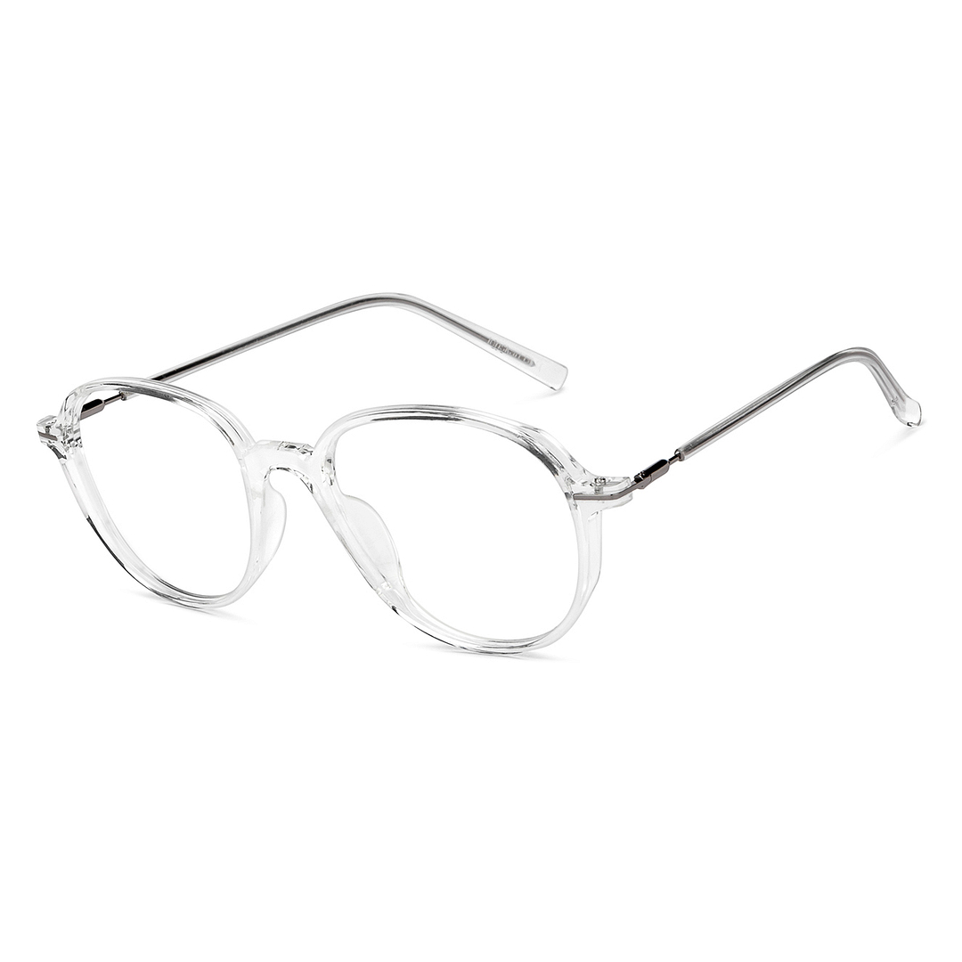 Lenskart BLU Screen Glasses Blue Block Zero Power Screen Glasses : Transparent Silver Full Rim Round Lenskart BLU LB E14792-C1 right side