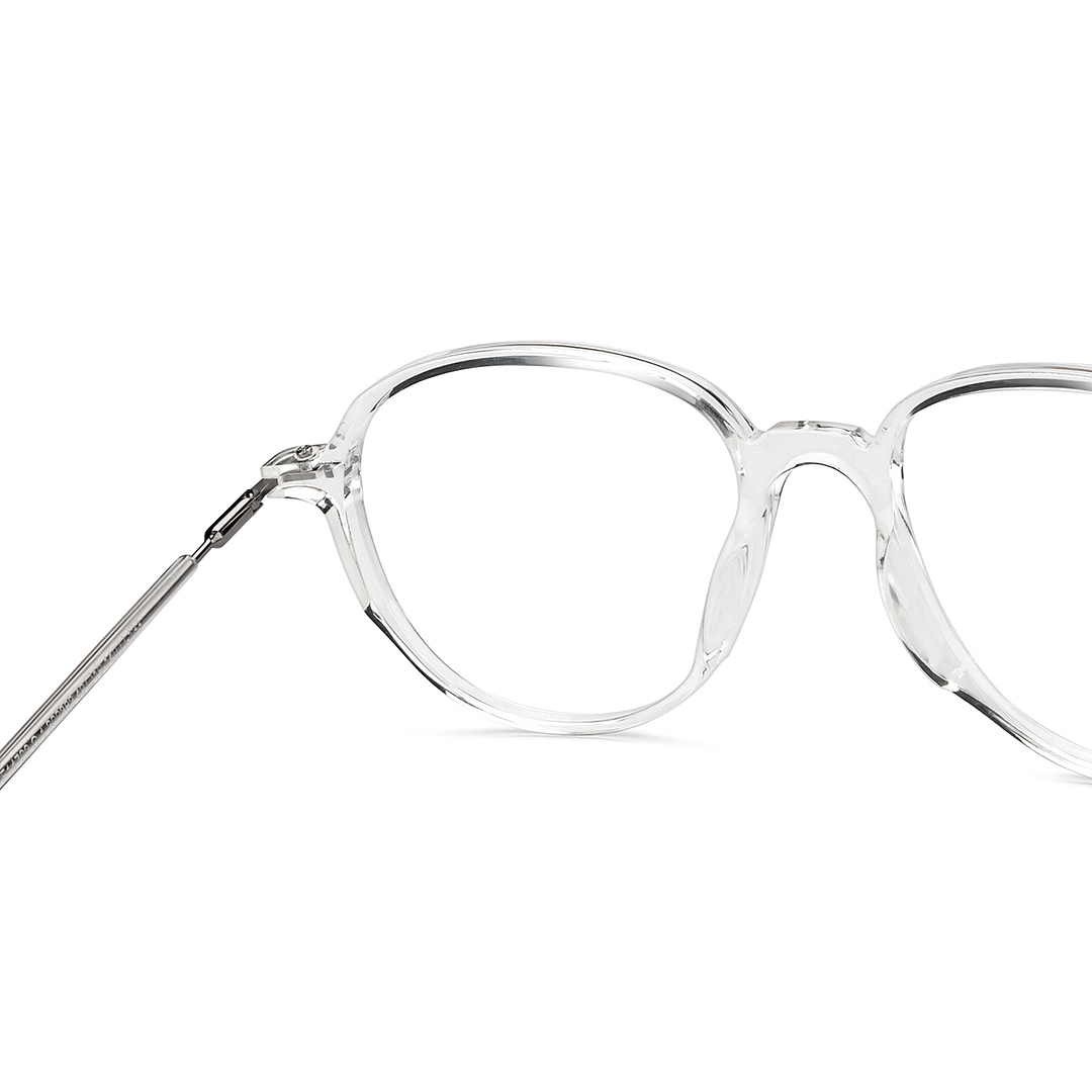 Lenskart BLU Screen Glasses Blue Block Zero Power Screen Glasses : Transparent Silver Full Rim Round Lenskart BLU LB E14792-C1 right side