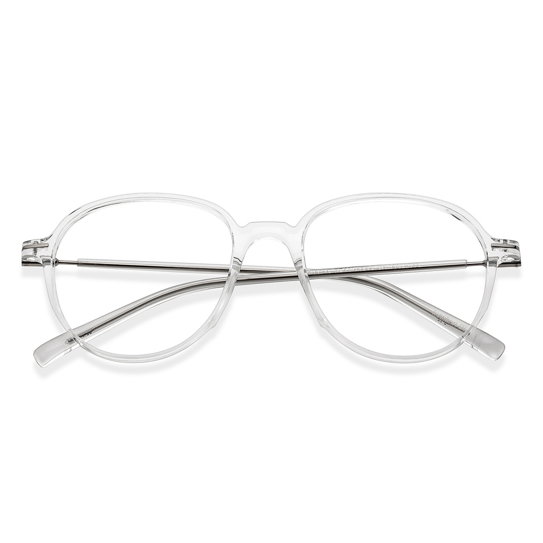 Lenskart BLU Screen Glasses Blue Block Zero Power Screen Glasses : Transparent Silver Full Rim Round Lenskart BLU LB E14792-C1 left side