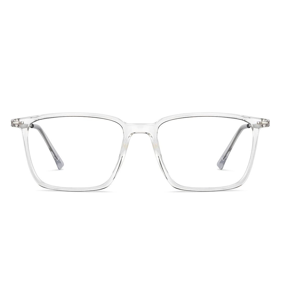 Lenskart BLU Screen Glasses Blue Block Zero Power Screen Glasses : Transparent Silver Full Rim Square Lenskart BLU LB E14785-C2 right side