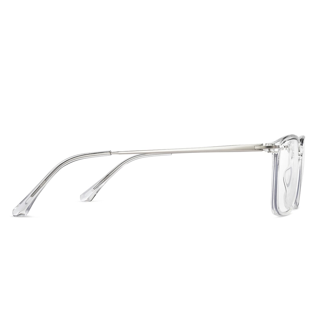 Lenskart BLU Screen Glasses Blue Block Zero Power Screen Glasses : Transparent Silver Full Rim Square Lenskart BLU LB E14785-C2 left side