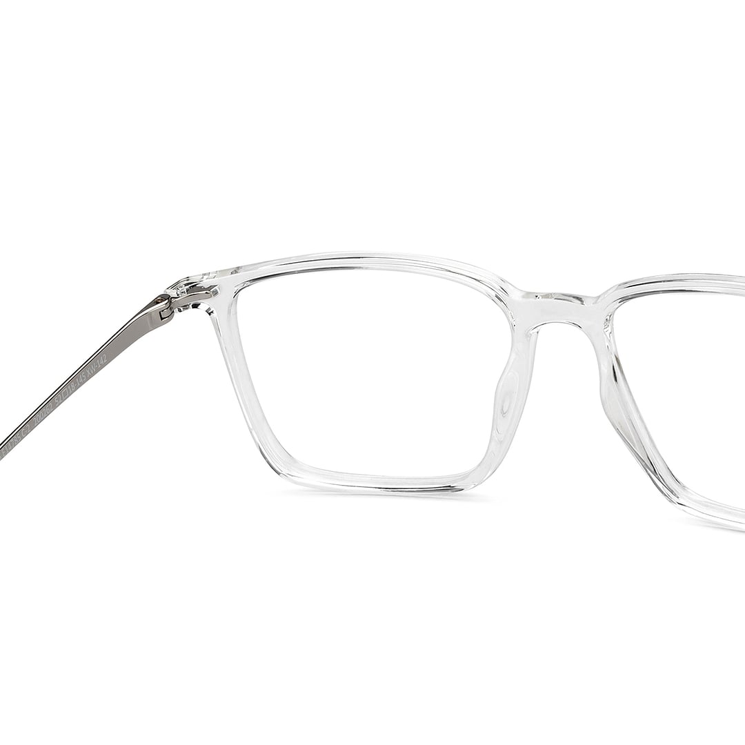 Lenskart BLU Screen Glasses Blue Block Zero Power Screen Glasses : Transparent Silver Full Rim Square Lenskart BLU LB E14785-C2 right side