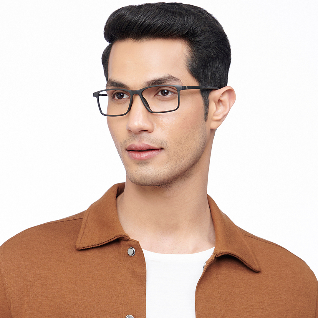 Lenskart BLU Screen Glasses Blue Block Zero Power Screen Glasses : Black Full Rim Rectangle Lenskart Blu LB E14270-C1 right side