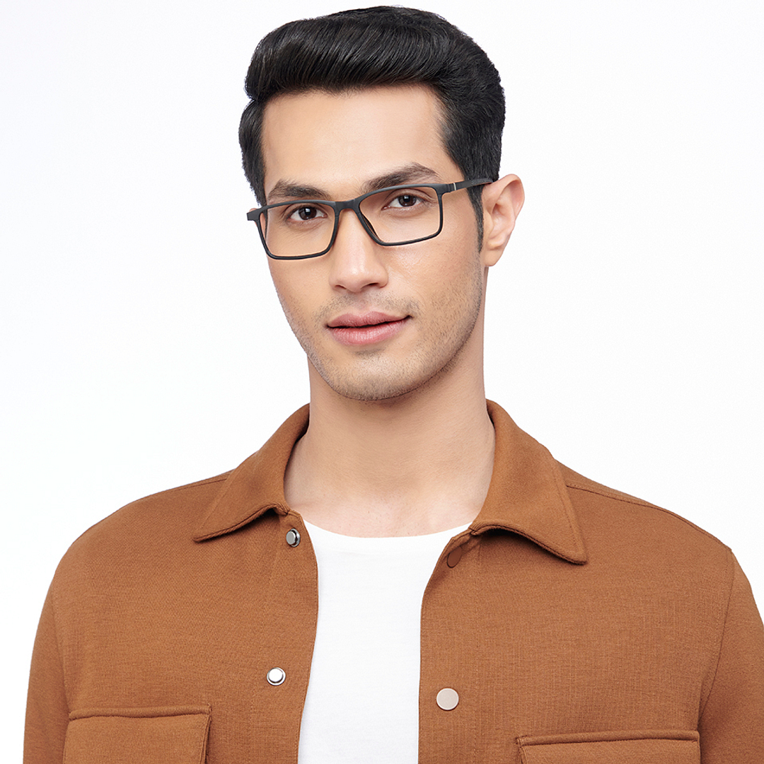 Lenskart BLU Screen Glasses Blue Block Zero Power Screen Glasses : Black Full Rim Rectangle Lenskart Blu LB E14270-C1 left side