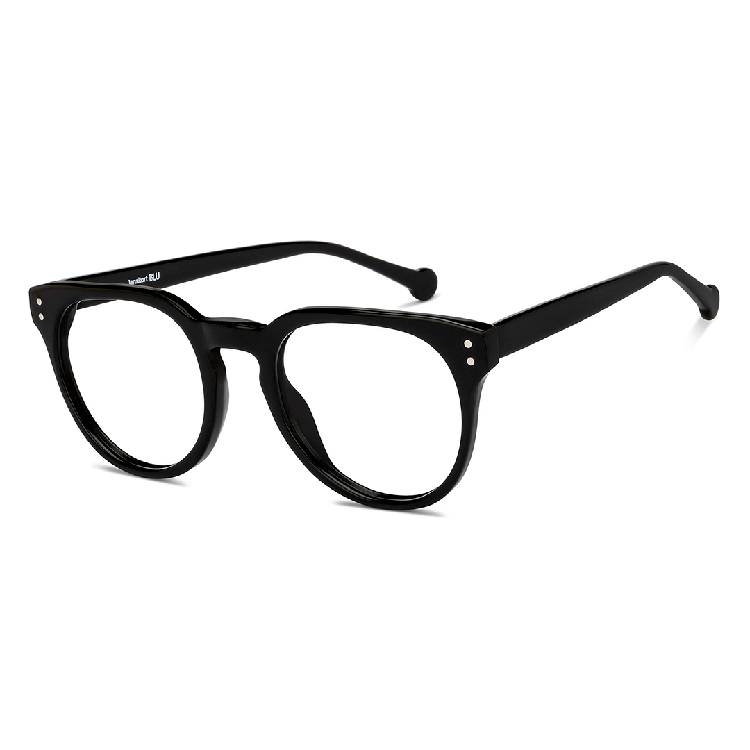 Lenskart BLU Screen Glasses Blue Block Zero Power Screen Glasses : Black Full Rim Round Lenskart Blu-C3 LB E16064 left side