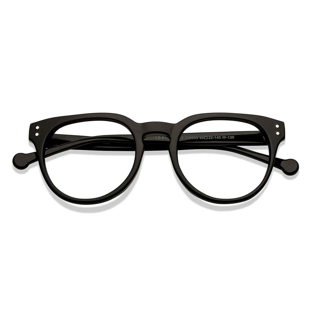 Lenskart BLU Screen Glasses Blue Block Zero Power Screen Glasses : Black Full Rim Round Lenskart Blu-C3 LB E16064 left side