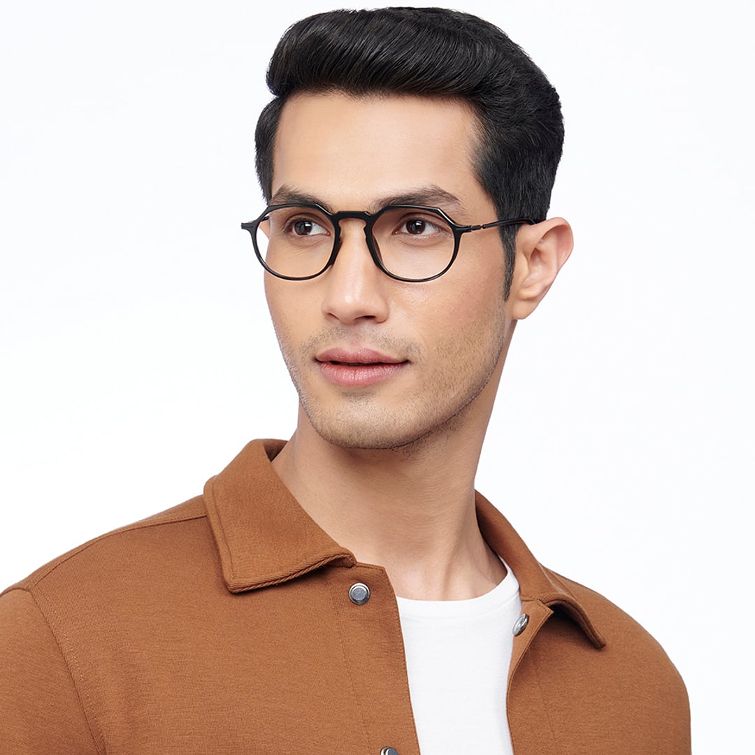 Lenskart BLU Screen Glasses Blue Block Zero Power Screen Glasses : Black Full Rim Geometric Lenskart Blu LB E14790-C2 right side