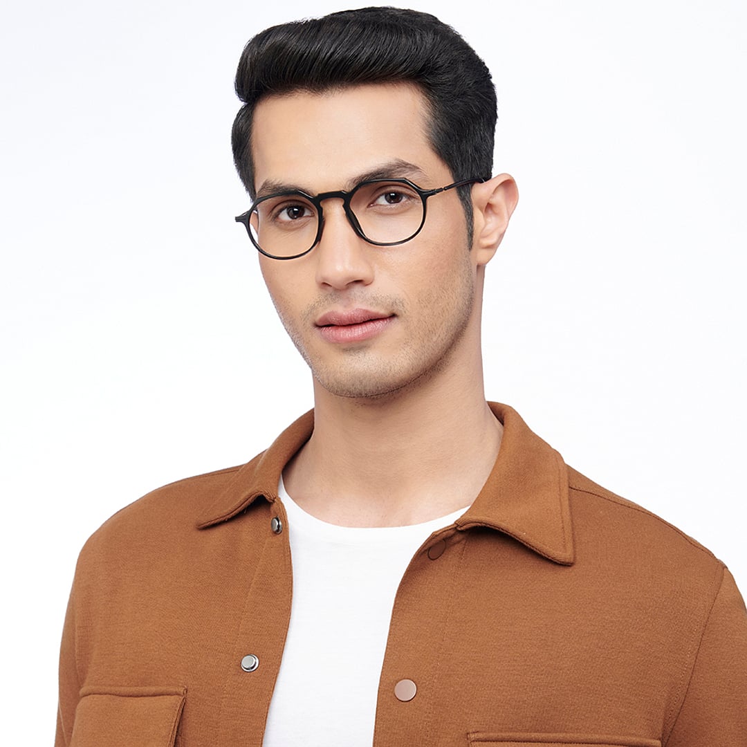 Lenskart BLU Screen Glasses Blue Block Zero Power Screen Glasses : Black Full Rim Geometric Lenskart Blu LB E14790-C2 left side