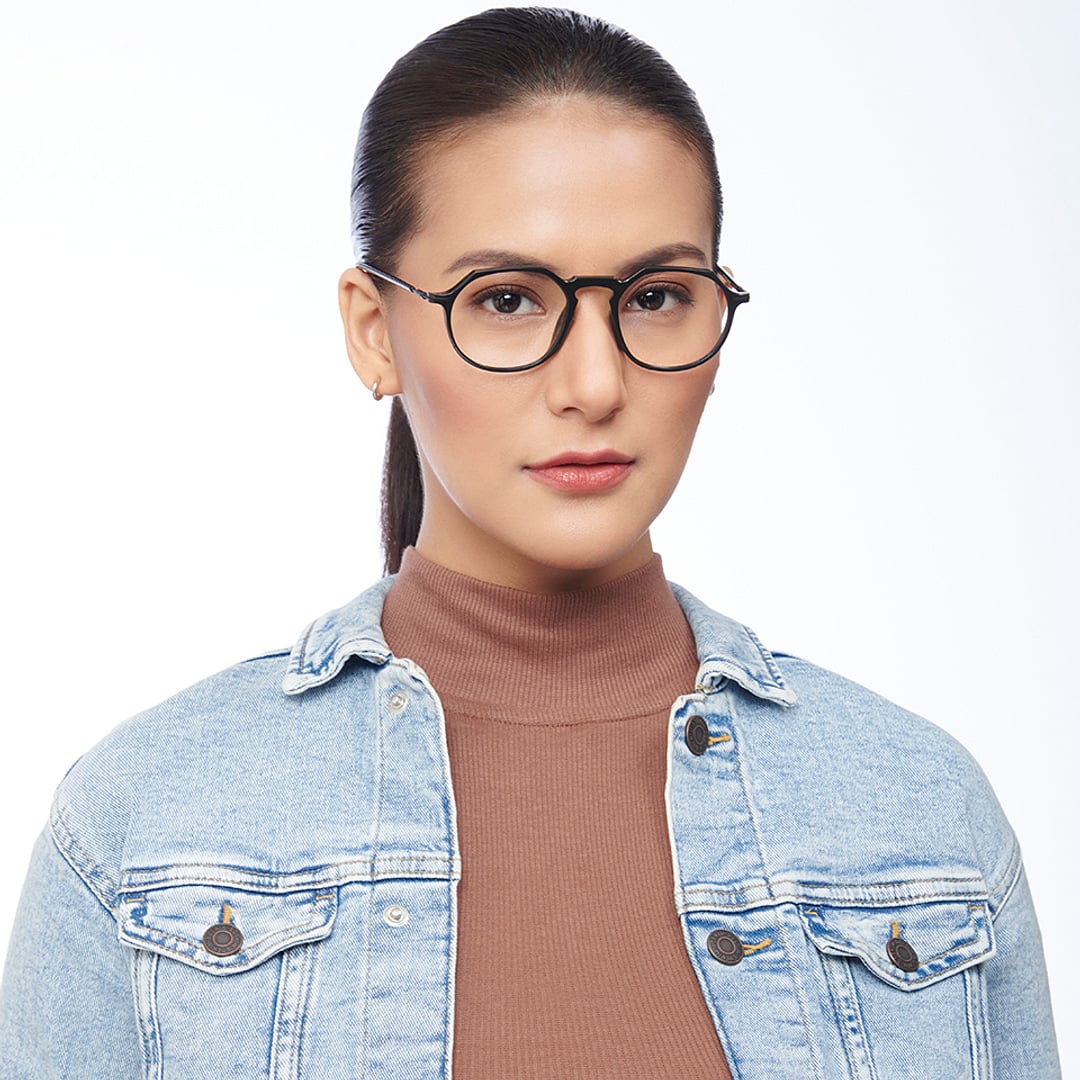 Lenskart BLU Screen Glasses Blue Block Zero Power Screen Glasses : Black Full Rim Geometric Lenskart Blu LB E14790-C2 right side