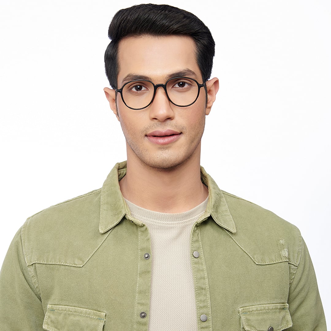 Lenskart BLU Screen Glasses Blue Block Zero Power Screen Glasses : Black Full Rim Round Lenskart Blu LB E14792-C3 right side