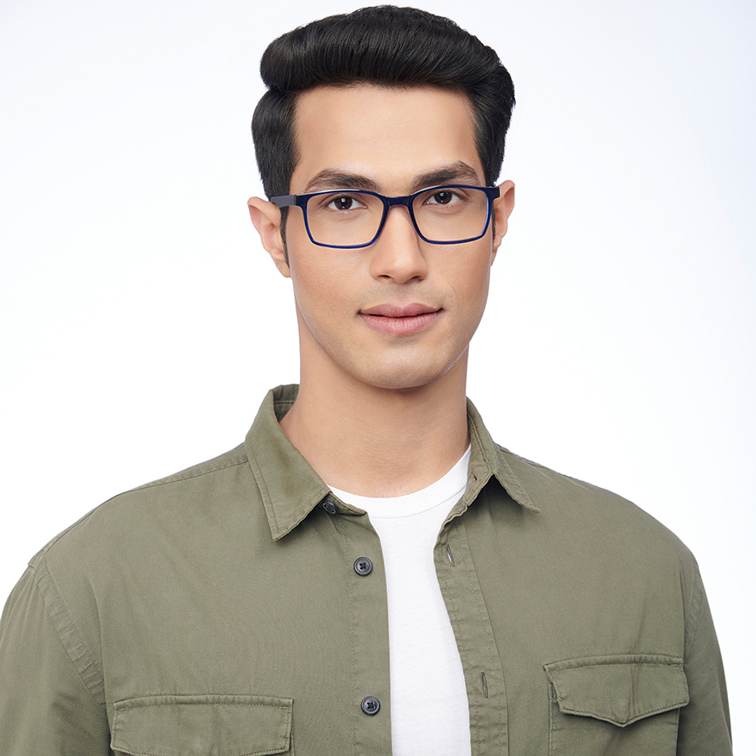 Lenskart BLU Screen Glasses Blue Block Zero Power Screen Glasses : Navy Full Rim Rectangle Lenskart Blu LB E14454-C3 right side