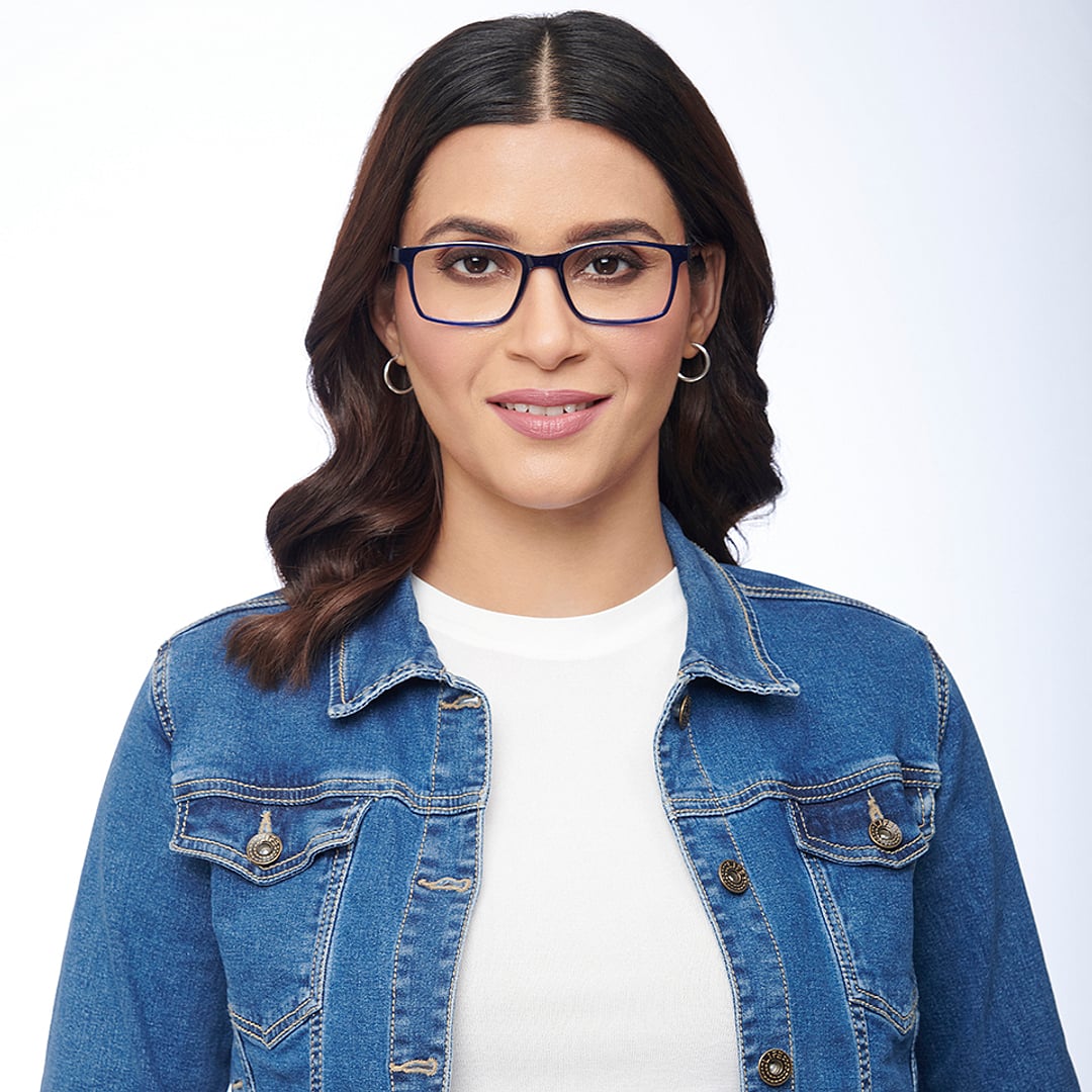 Lenskart BLU Screen Glasses Blue Block Zero Power Screen Glasses : Navy Full Rim Rectangle Lenskart Blu LB E14454-C3 right side