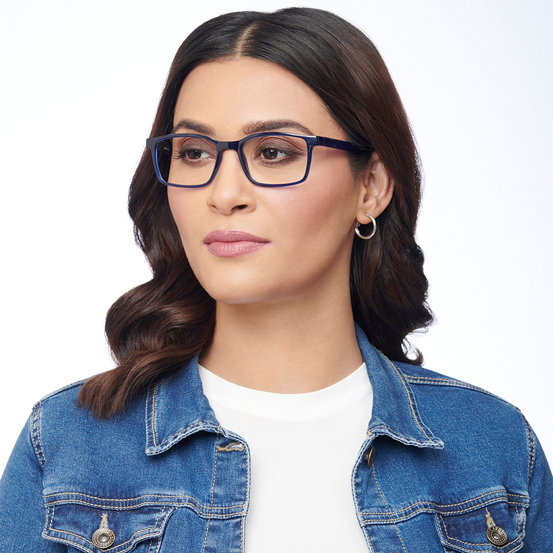 Lenskart BLU Screen Glasses Blue Block Zero Power Screen Glasses : Navy Full Rim Rectangle Lenskart Blu LB E14454-C3 left side