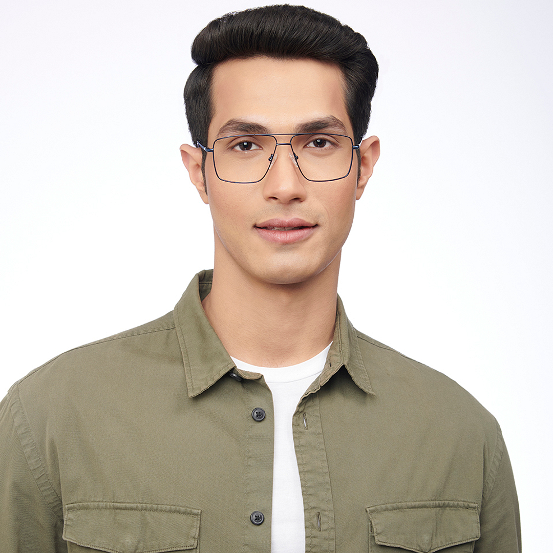 Lenskart BLU Screen Glasses Blue Block Zero Power Screen Glasses: Blue Full Rim Aviator Lenskart BLU LB E14484-C3 right side