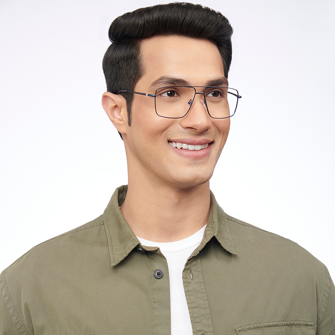 Lenskart BLU Screen Glasses Blue Block Zero Power Screen Glasses: Blue Full Rim Aviator Lenskart BLU LB E14484-C3 left side