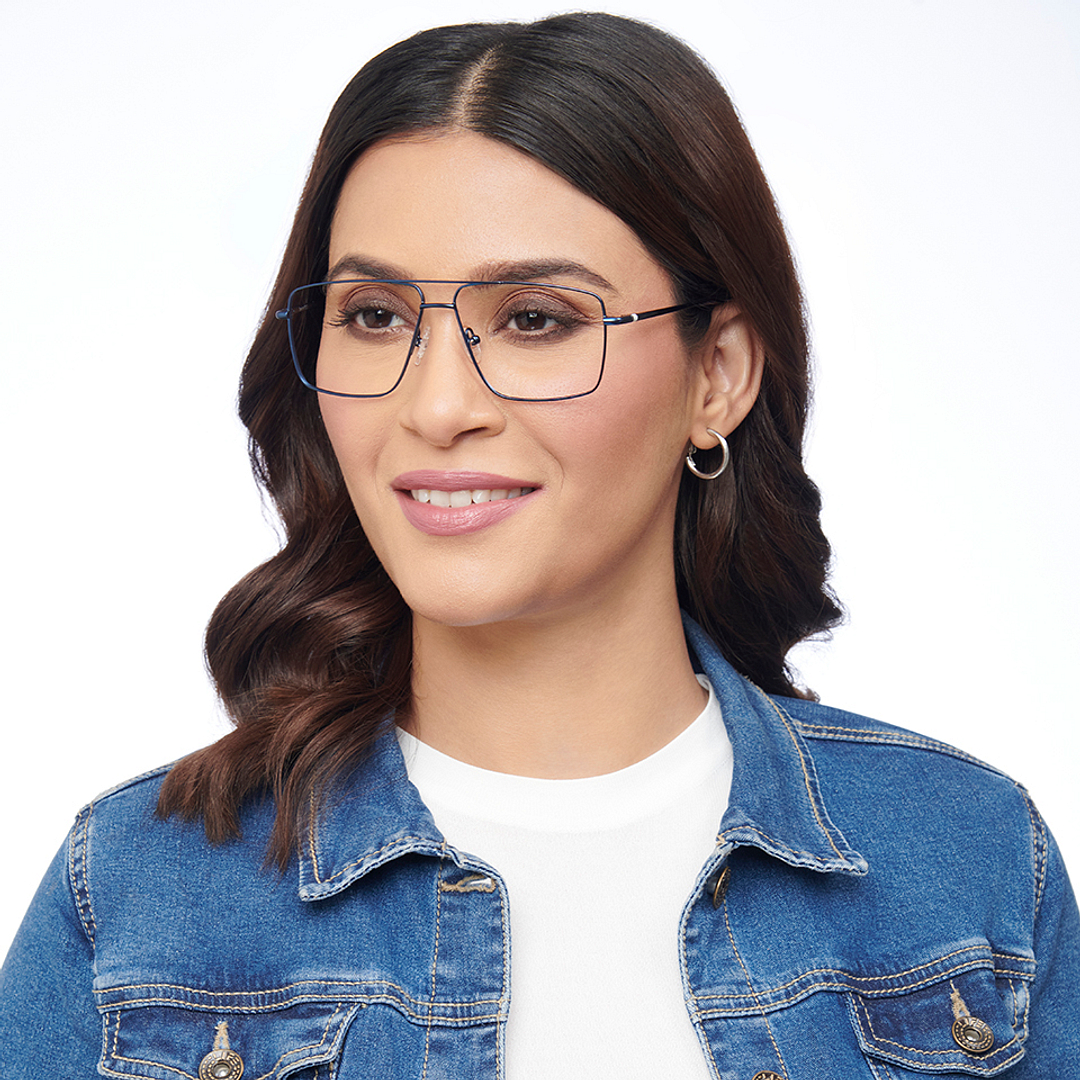 Lenskart BLU Screen Glasses Blue Block Zero Power Screen Glasses: Blue Full Rim Aviator Lenskart BLU LB E14484-C3 right side