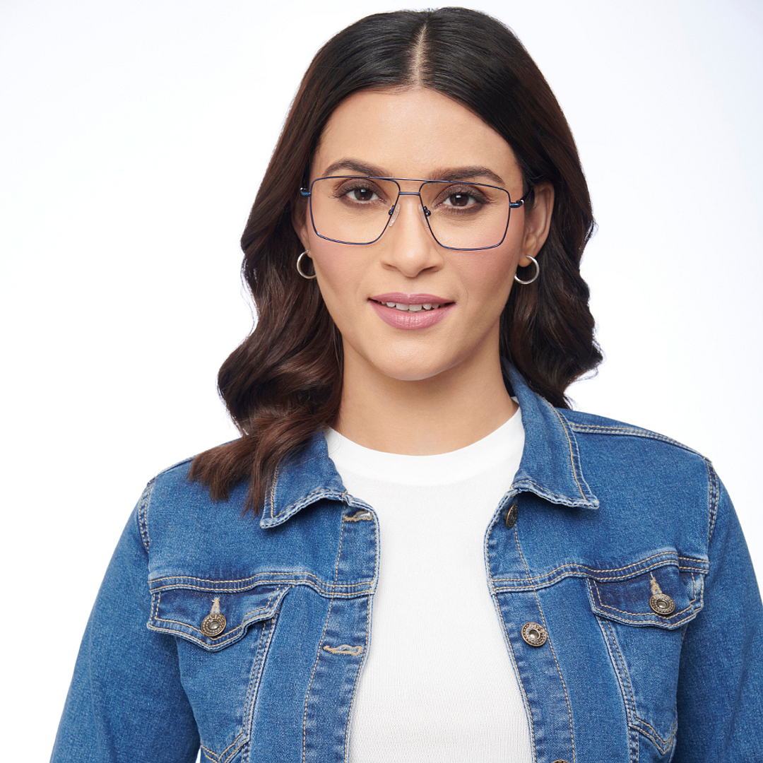 Lenskart BLU Screen Glasses Blue Block Zero Power Screen Glasses: Blue Full Rim Aviator Lenskart BLU LB E14484-C3 left side