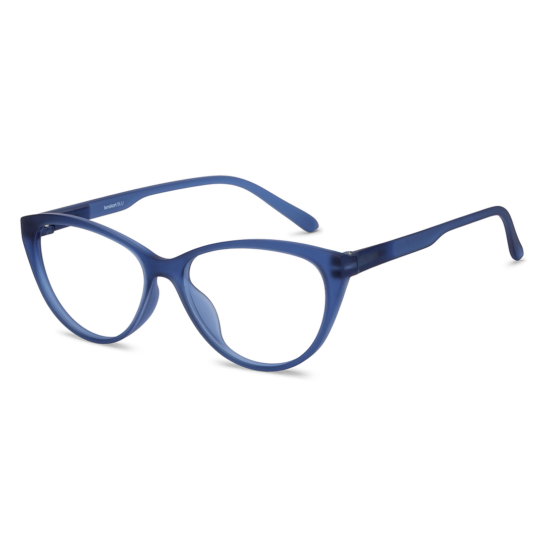Lenskart BLU Screen Glasses Blue Block Zero Power Screen Glasses: Blue Transparent Full Rim Cat Eye Lenskart Blu LB E15378-C2 left side