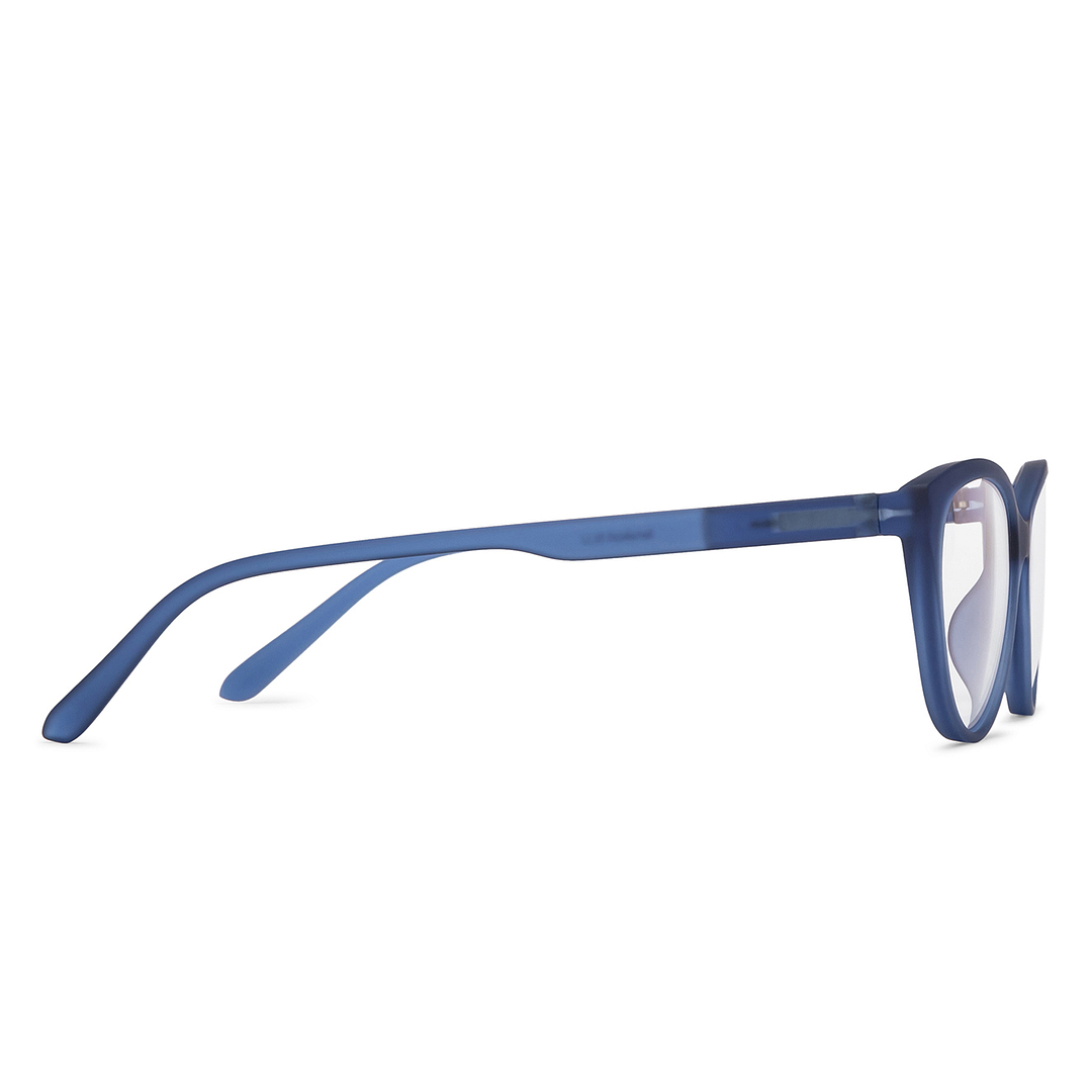 Lenskart BLU Screen Glasses Blue Block Zero Power Screen Glasses: Blue Transparent Full Rim Cat Eye Lenskart Blu LB E15378-C2 left side