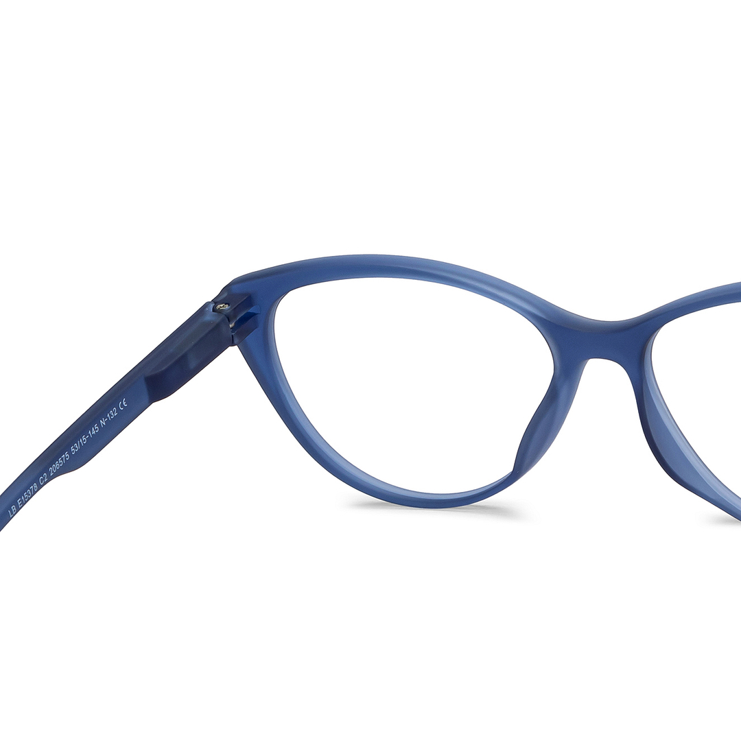 Lenskart BLU Screen Glasses Blue Block Zero Power Screen Glasses: Blue Transparent Full Rim Cat Eye Lenskart Blu LB E15378-C2 right side