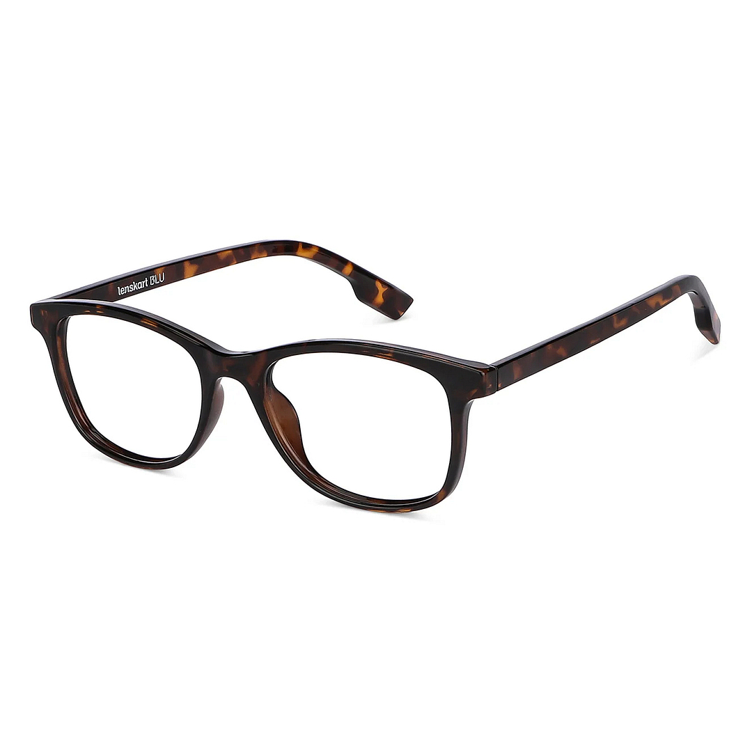 Lenskart BLU Screen Glasses Blue Block Zero Power Screen Glasses: Brown Tortoise Full Rim Square Lenskart Blu LB E13534-C1 right side