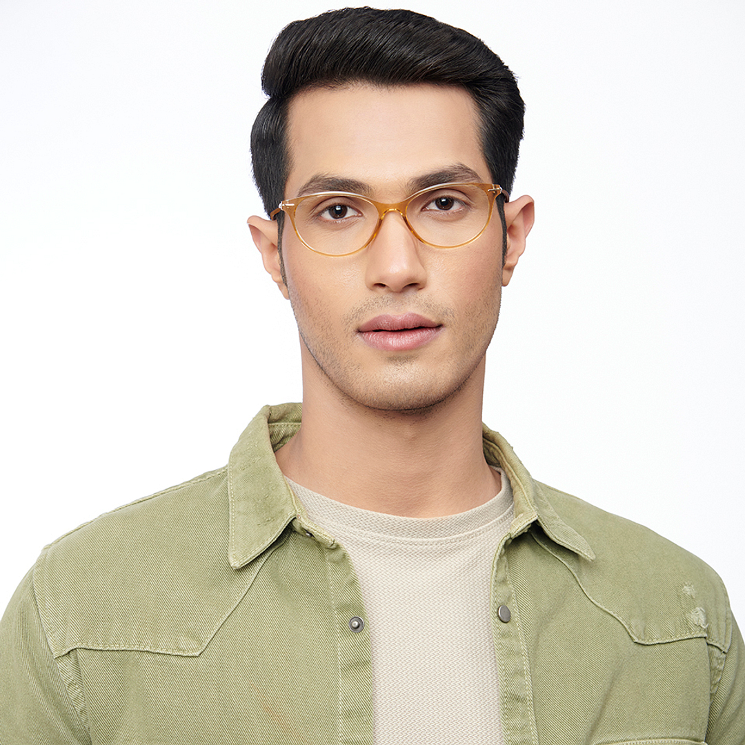 Lenskart BLU Screen Glasses Blue Block Zero Power Screen Glasses: Brown Transparent Full Rim Cat Eye Lenskart Blu LB E14791-C2 right side