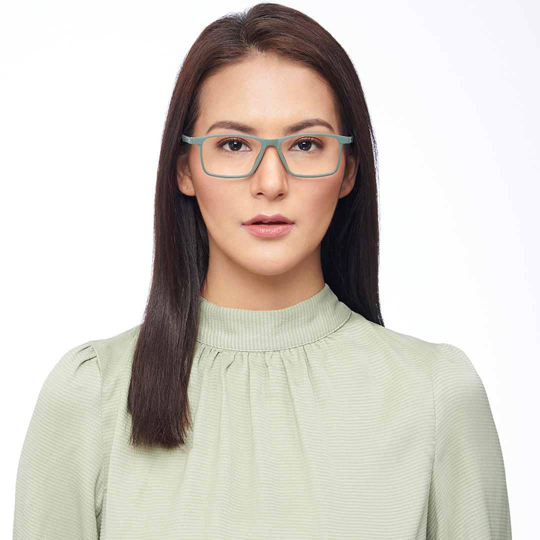 Lenskart BLU Screen Glasses Blue Block Zero Power Screen Glasses : Green Full Rim Rectangle Lenskart Blu LB E13738-C5 right side