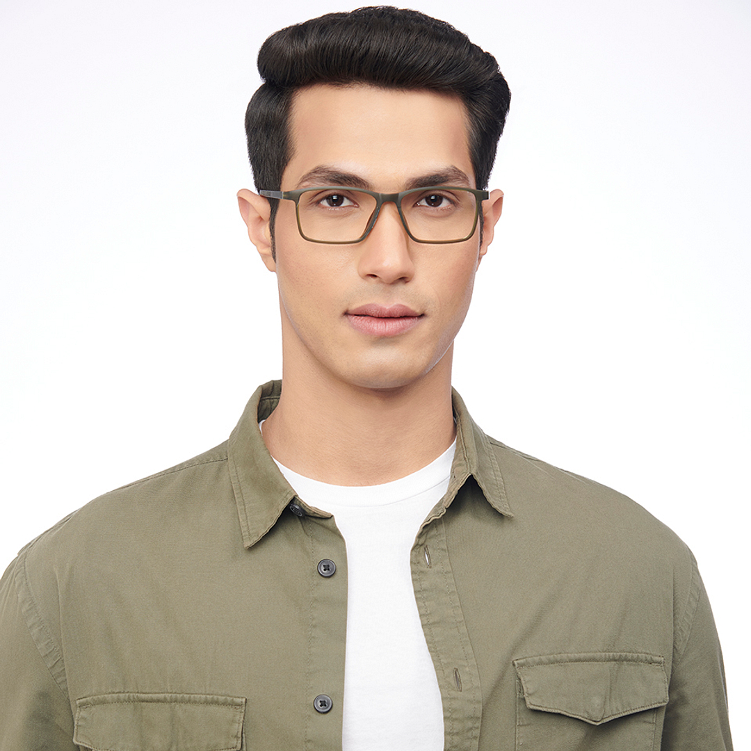 Lenskart BLU Screen Glasses Blue Block Zero Power Screen Glasses : Green Full Rim Rectangle Lenskart Blu LB E14270-C2 right side