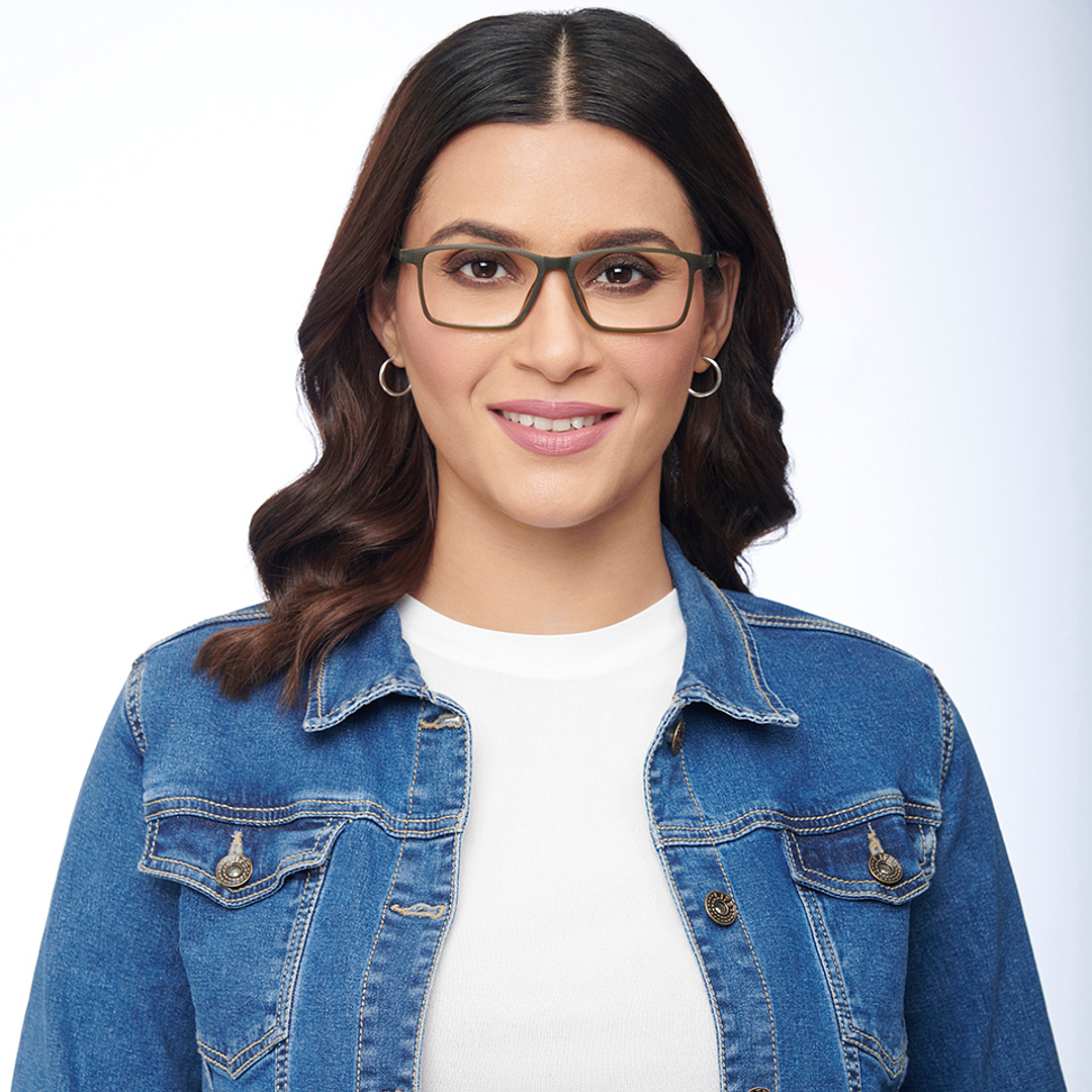 Lenskart BLU Screen Glasses Blue Block Zero Power Screen Glasses : Green Full Rim Rectangle Lenskart Blu LB E14270-C2 right side