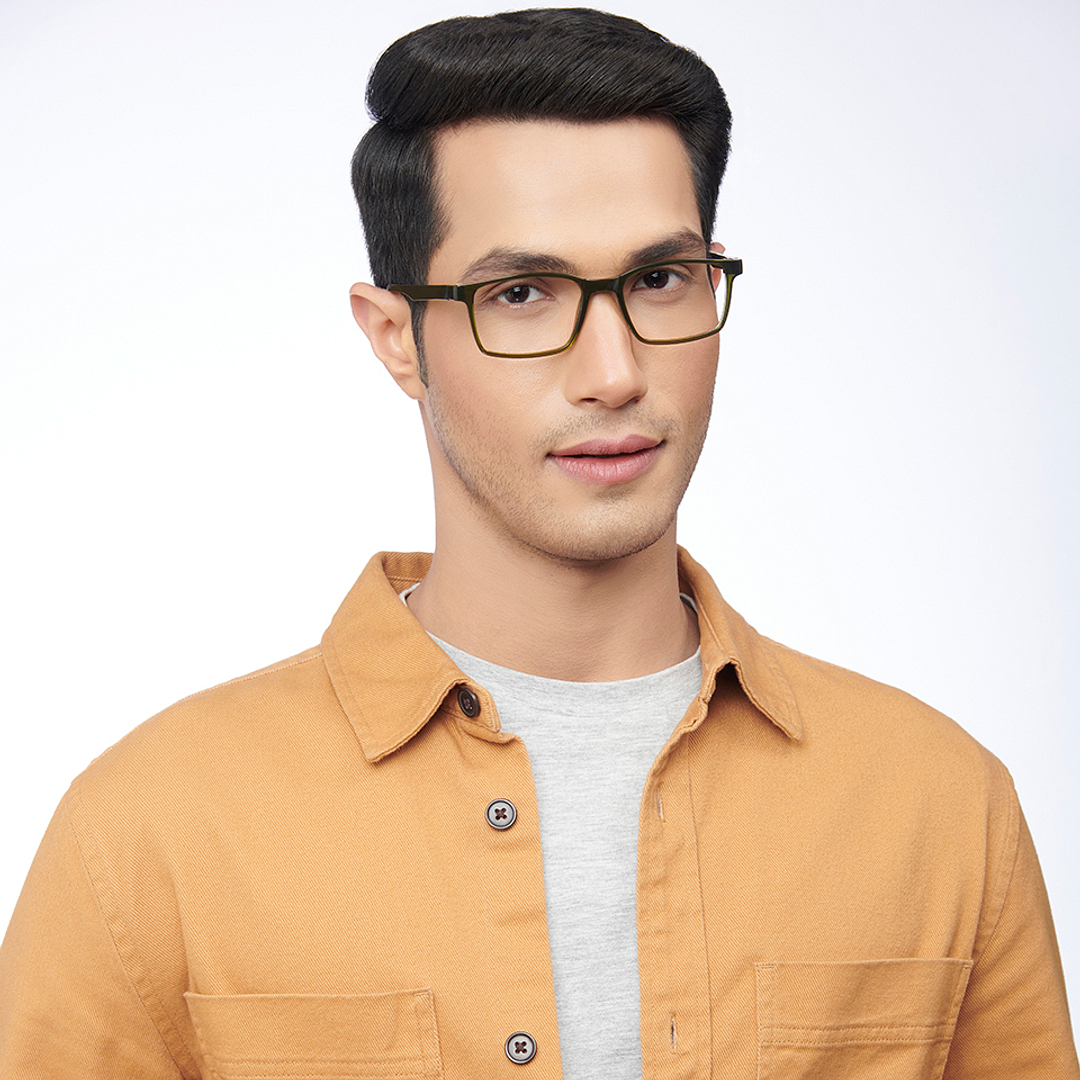 Lenskart BLU Screen Glasses Blue Block Zero Power Screen Glasses : Green Full Rim Rectangle Lenskart Blu LB E14454-C2 right side