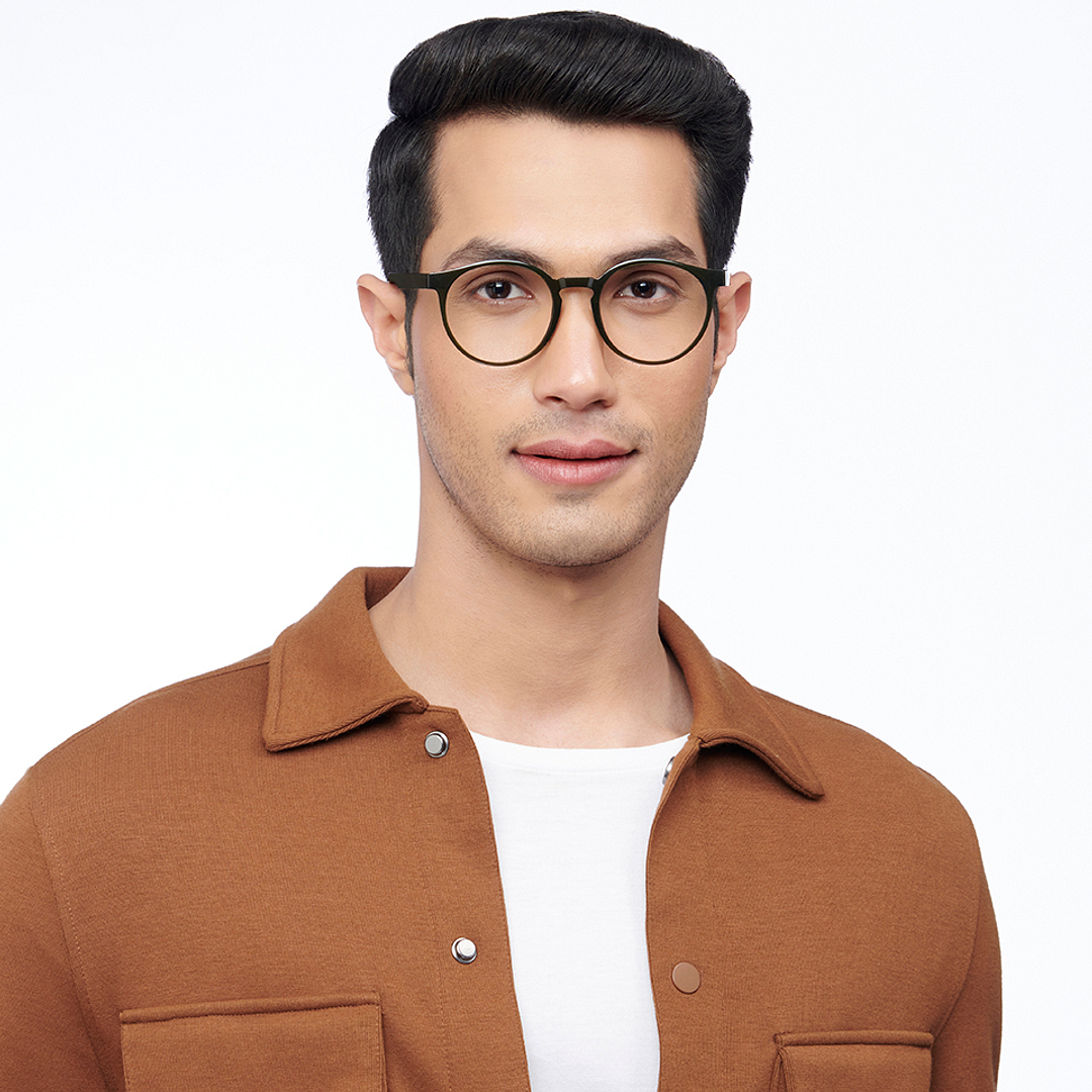 Lenskart BLU Screen Glasses Blue Block Zero Power Screen Glasses : Green Full Rim Round Lenskart Blu LB E14453-C1 right side