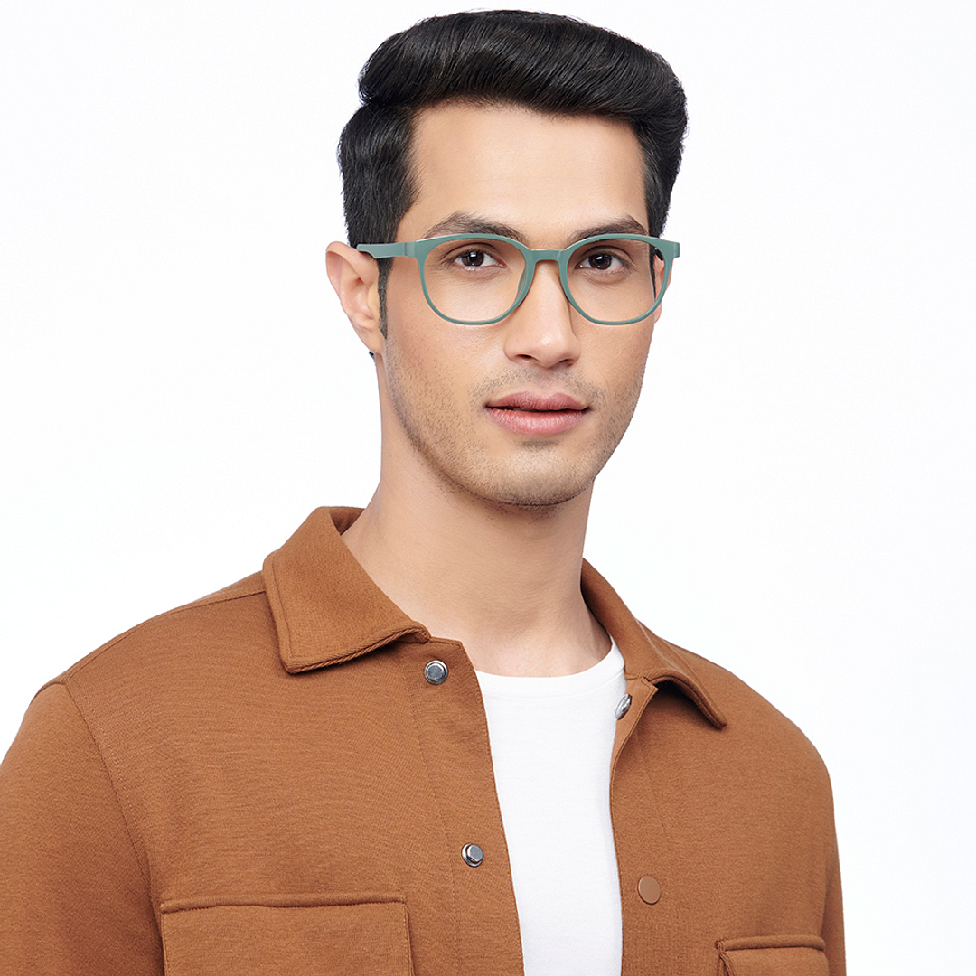 Lenskart BLU Screen Glasses Blue Block Zero Power Screen Glasses : Green Full Rim Round Lenskart Blu LB E14061-C4 right side