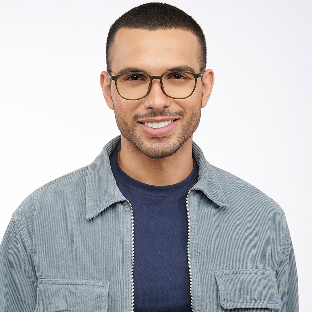 Lenskart BLU Screen Glasses Blue Block Zero Power Screen Glasses : Green Full Rim Round Lenskart Blu-C4 left side