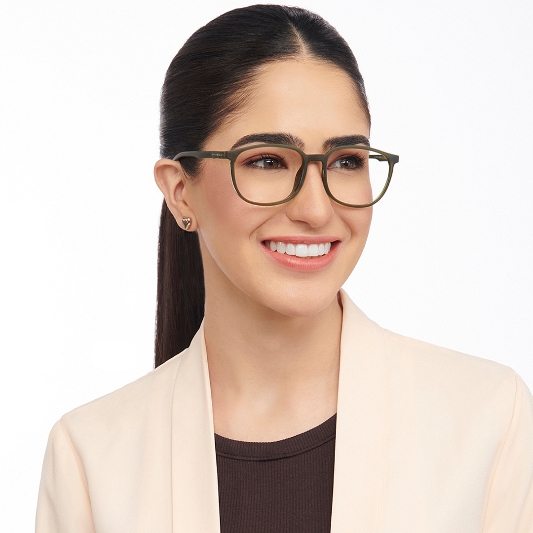 Lenskart BLU Screen Glasses Blue Block Zero Power Screen Glasses : Green Full Rim Round Lenskart Blu-C4 left side