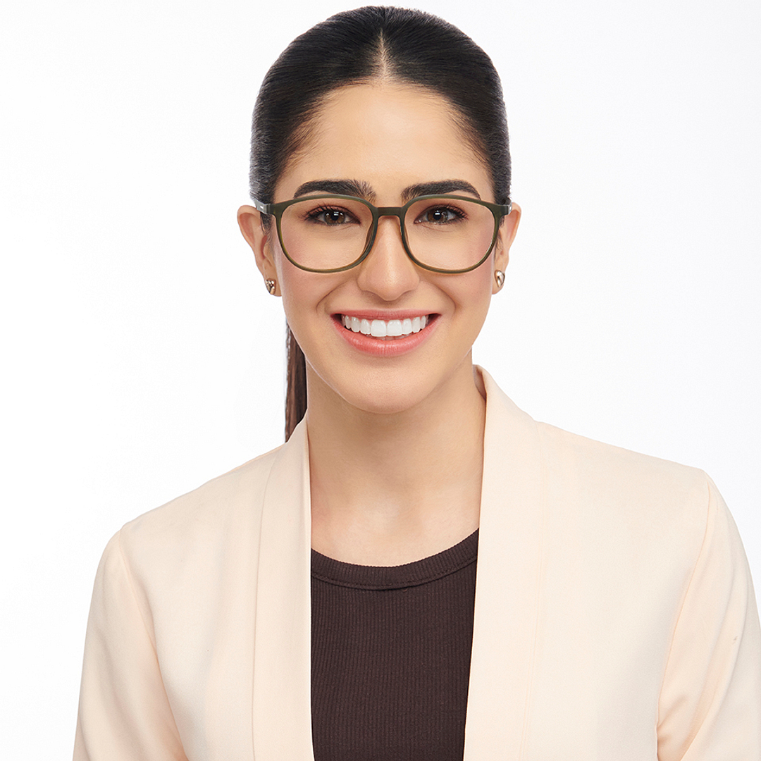 Lenskart BLU Screen Glasses Blue Block Zero Power Screen Glasses : Green Full Rim Round Lenskart Blu-C4 right side