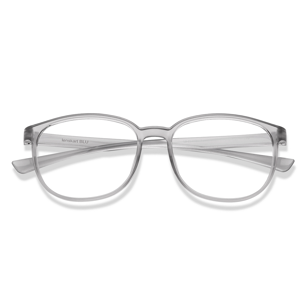 Lenskart BLU Screen Glasses Blue Block Zero Power Screen Glasses : Grey Transparent Full Rim Sqaure Lenskart BLU LB E14284-C4 left side
