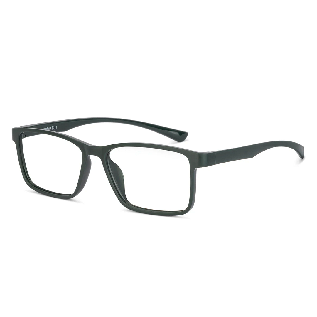Lenskart BLU Screen Glasses Blue Block Zero Power Screen Glasses : Military Green Full Rim Rectangle Lenskart BLU LB E14283 right side