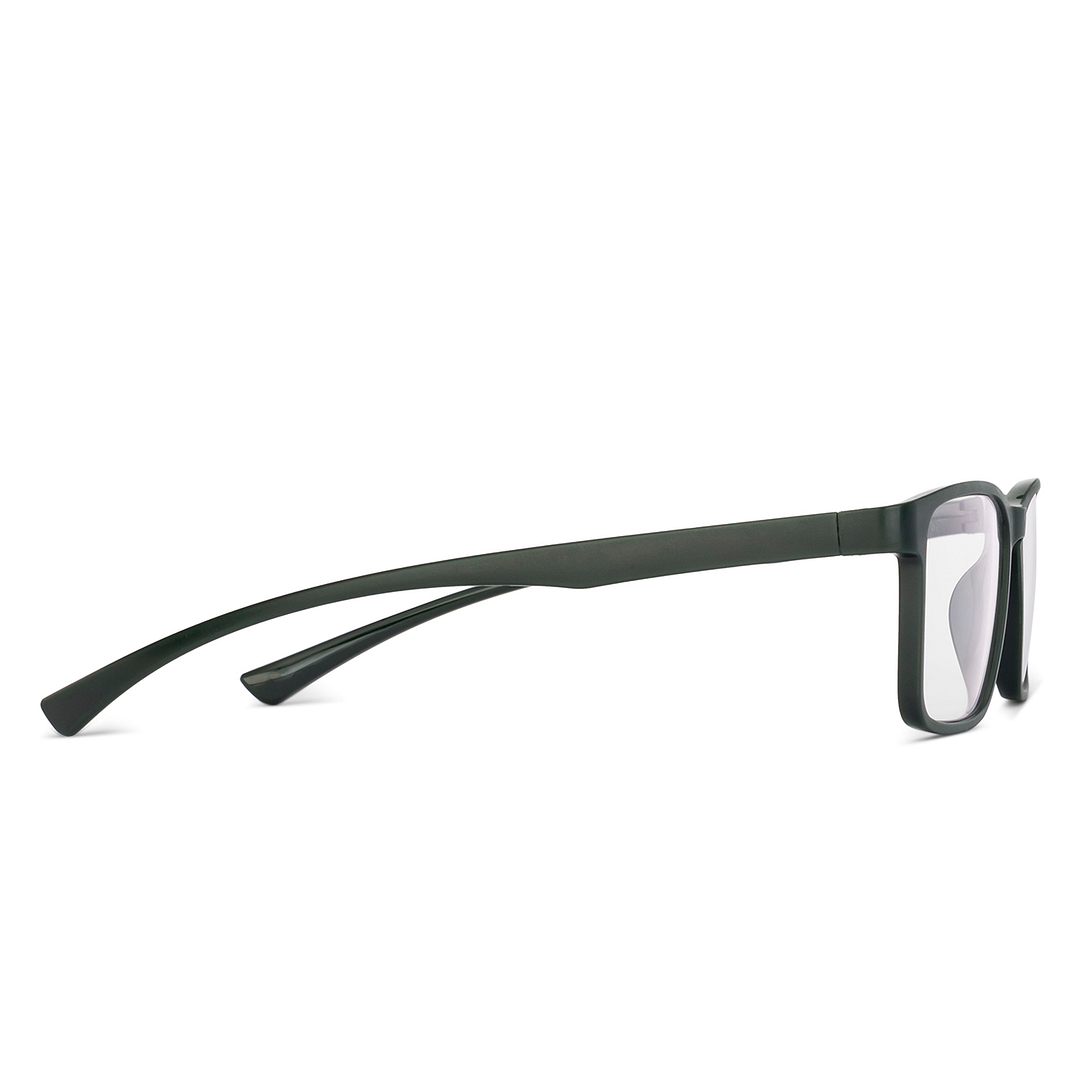 Lenskart BLU Screen Glasses Blue Block Zero Power Screen Glasses : Military Green Full Rim Rectangle Lenskart BLU LB E14283 left side