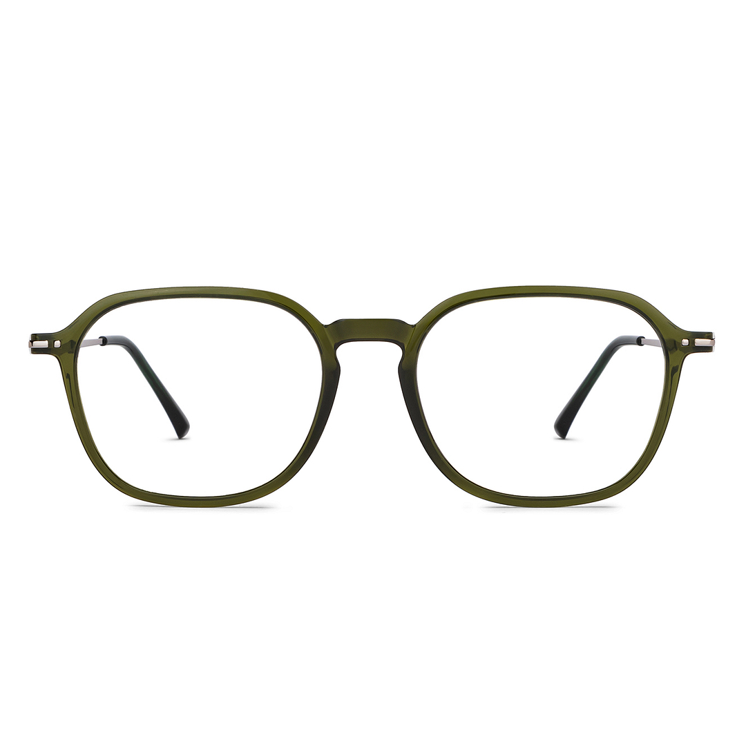 Lenskart BLU Screen Glasses Blue Block Zero Power Screen Glasses: Green Silver Full Rim Geometric Lenskart Blu LB E14786-C1 left side