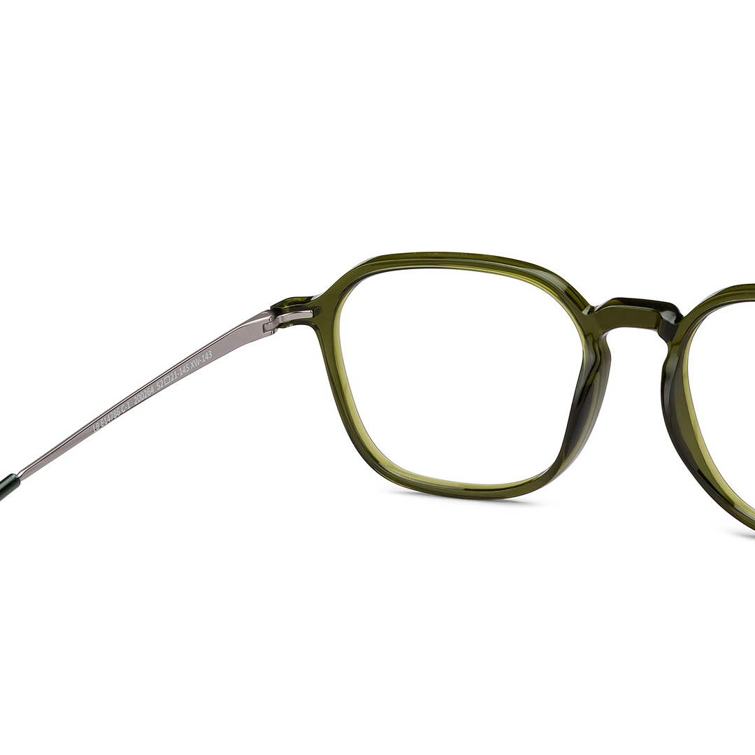 Lenskart BLU Screen Glasses Blue Block Zero Power Screen Glasses: Green Silver Full Rim Geometric Lenskart Blu LB E14786-C1 right side