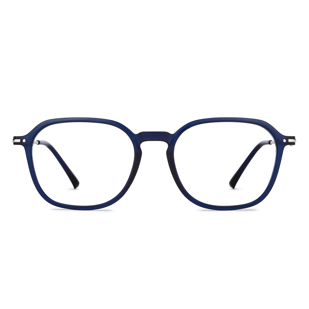 Lenskart BLU Screen Glasses Blue Block Zero Power Screen Glasses: Blue Silver Full Rim Geometric Lenskart Blu LB E14786-C3 left side