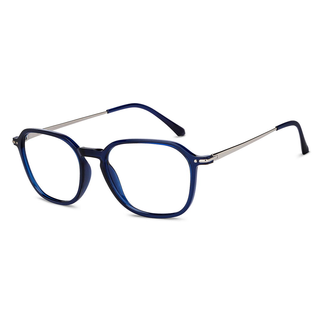Lenskart BLU Screen Glasses Blue Block Zero Power Screen Glasses: Blue Silver Full Rim Geometric Lenskart Blu LB E14786-C3 right side