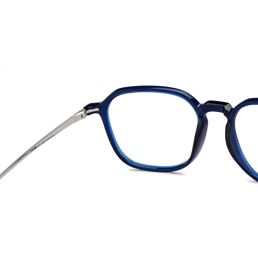 Lenskart BLU Screen Glasses Blue Block Zero Power Screen Glasses: Blue Silver Full Rim Geometric Lenskart Blu LB E14786-C3 right side