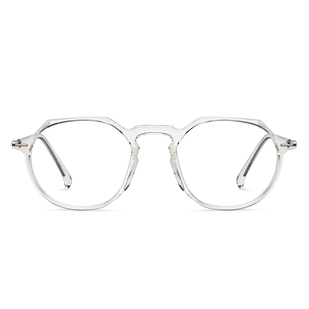 Lenskart BLU Screen Glasses Blue Block Zero Power Screen Glasses: Transparent Silver Full Rim Geometric Lenskart BLU LB E14790-C1 left side