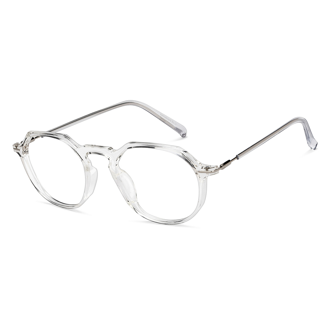 Lenskart BLU Screen Glasses Blue Block Zero Power Screen Glasses: Transparent Silver Full Rim Geometric Lenskart BLU LB E14790-C1 right side