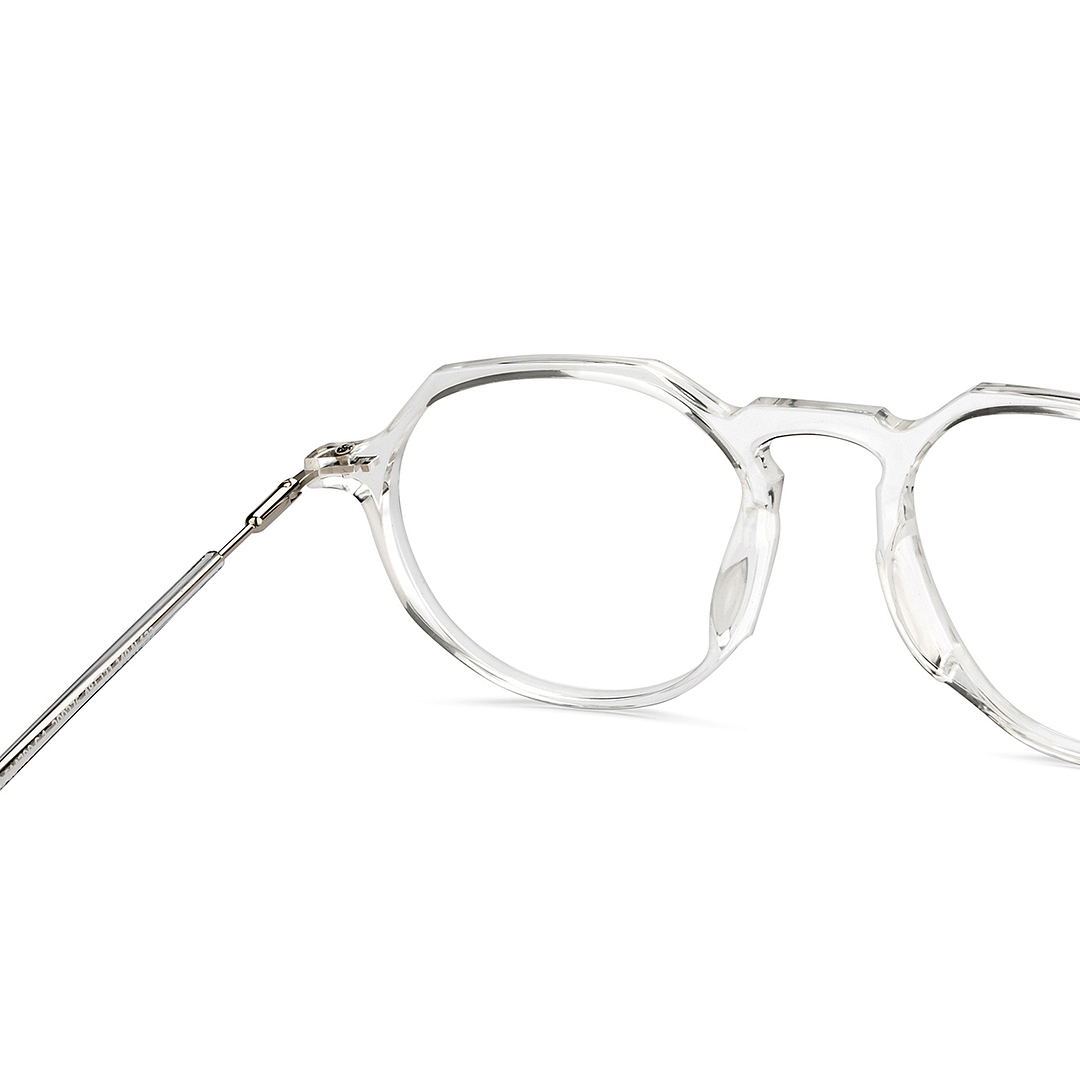 Lenskart BLU Screen Glasses Blue Block Zero Power Screen Glasses: Transparent Silver Full Rim Geometric Lenskart BLU LB E14790-C1 right side