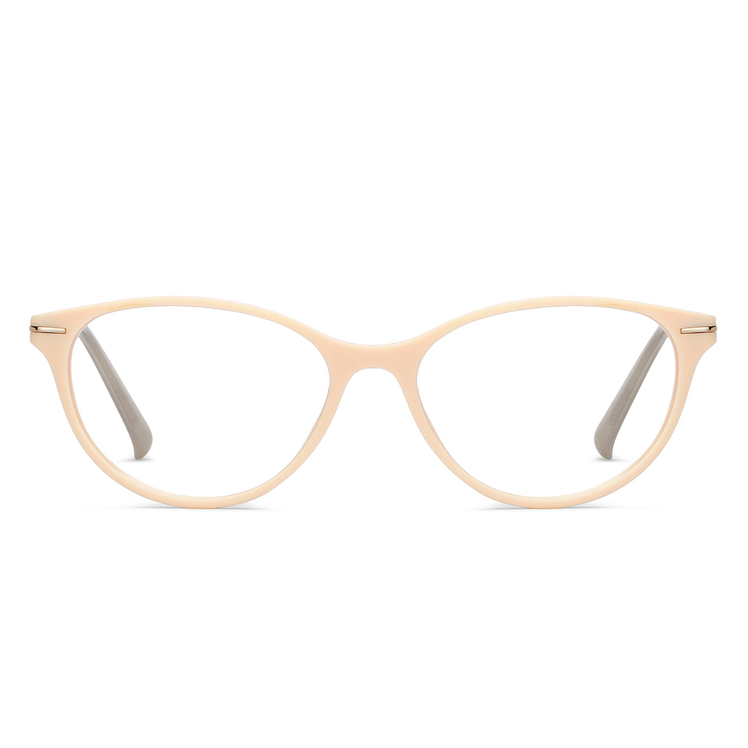 Lenskart BLU Screen Glasses Blue Block Zero Power Screen Glasses : Creamy White Silver Transparent Full Rim Cat Eye Lenskart Blu LB E14791-C3 left side