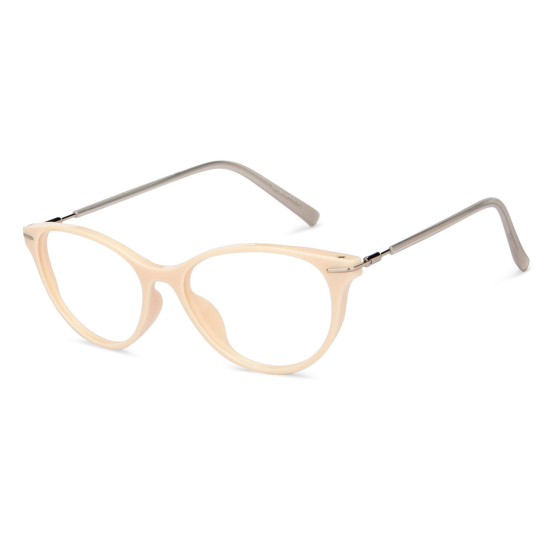 Lenskart BLU Screen Glasses Blue Block Zero Power Screen Glasses : Creamy White Silver Transparent Full Rim Cat Eye Lenskart Blu LB E14791-C3 right side